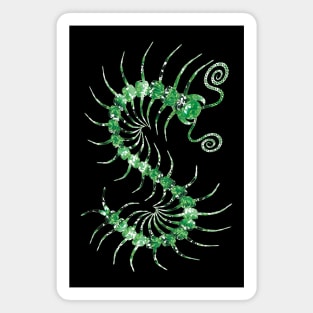 White on Green Ornate Centipede Magnet